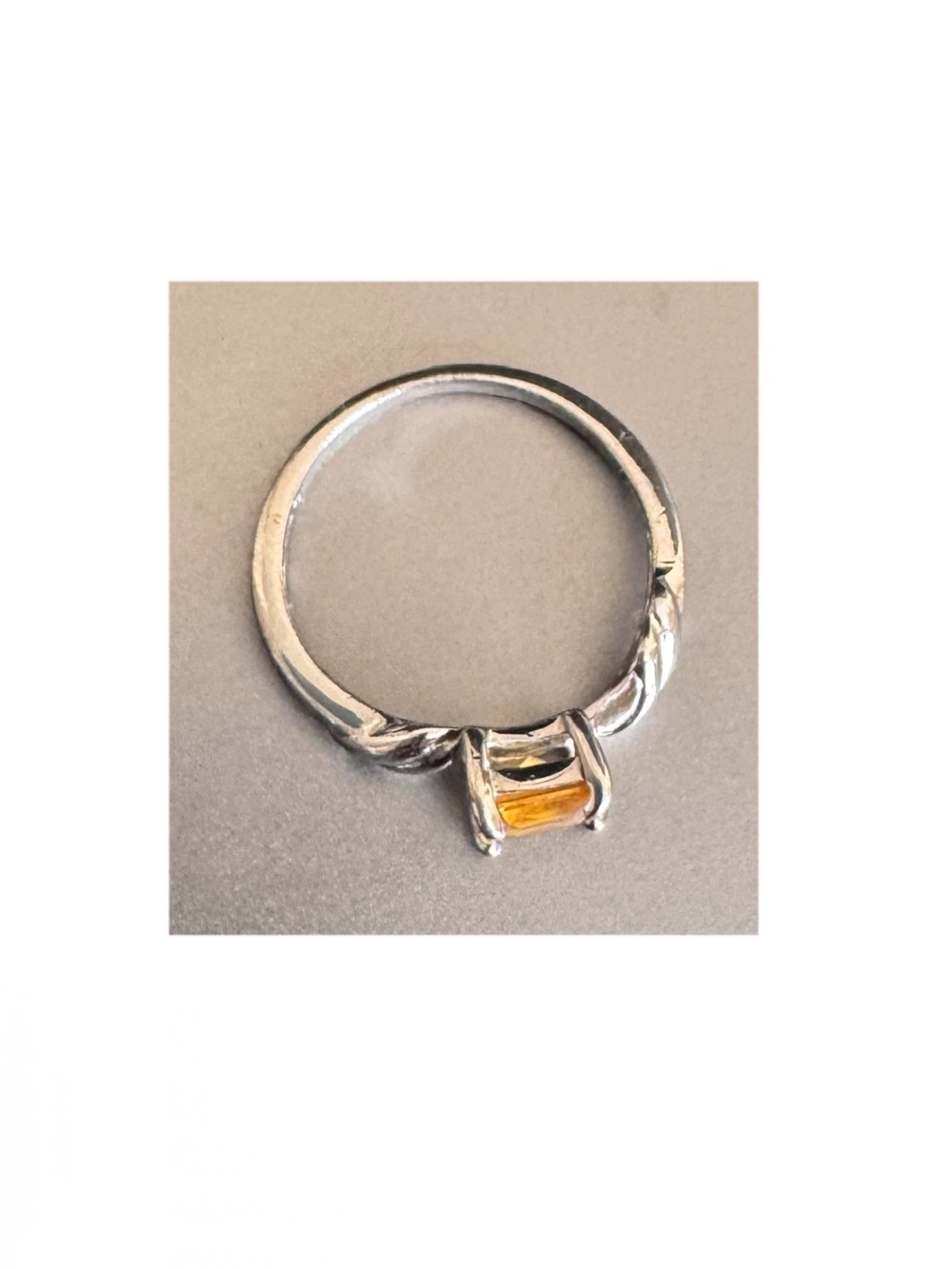 Sterling Silver Ring with Amber-Cut Citrine Stone